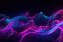 Abstract Futuristic Background With Gold PINK Blue Glowing Neon Moving High Speed Wave Lines And Bokeh Lights. Data Transfer Concept Fantastic Wallpaper, Ai Generative