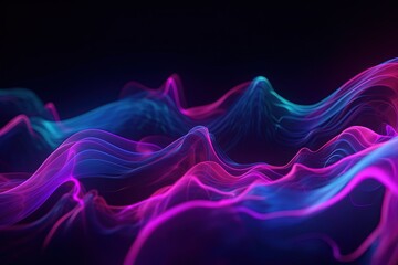 Wall Mural - abstract futuristic background with gold PINK blue glowing neon moving high speed wave lines and bokeh lights. Data transfer concept Fantastic wallpaper, Ai Generative