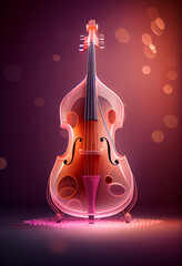 Aufkleber - Beautiful abstract Double bass concept, contemporary on bright bokeh background 3d pink and peach colors. Generative AI technology.
