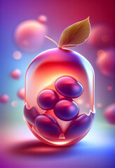 Leinwandbilder - Beautiful abstract Blackberry concept, contemporary on bright bokeh background 3d pink and peach colors. Generative AI technology.
