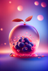 Poster - Beautiful abstract Blackberry concept, contemporary on bright bokeh background 3d pink and peach colors. Generative AI technology.
