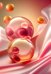 Poster - Beautiful abstract Raspberry concept, contemporary on bright bokeh background 3d pink and peach colors. Generative AI technology.
