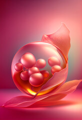 Aufkleber - Beautiful abstract Raspberry concept, contemporary on bright bokeh background 3d pink and peach colors. Generative AI technology.
