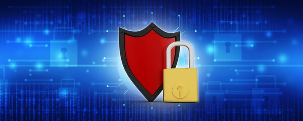 Poster - 3d illustration Security shield concept
