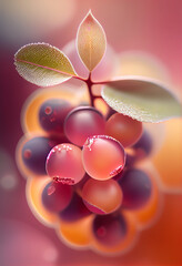 Poster - Beautiful abstract Mulberry concept, contemporary on bright bokeh background 3d pink and peach colors. Generative AI technology.
