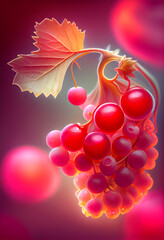 Poster - Beautiful abstract Juneberry concept, contemporary on bright bokeh background 3d pink and peach colors. Generative AI technology.
