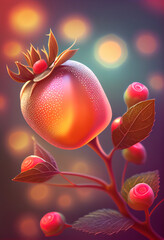 Aufkleber - Beautiful abstract Cloudberry concept, contemporary on bright bokeh background 3d pink and peach colors. Generative AI technology.
