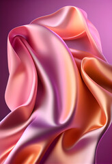 Aufkleber - Beautiful abstract flower Lilac from smooth elegant transparent fabric concept, contemporary on bright bokeh background 3d pink and peach colors. Generative AI technology.
