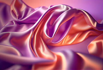 Aufkleber - Beautiful abstract flower Lavender from smooth elegant transparent fabric concept, contemporary on bright bokeh background 3d pink and peach colors. Generative AI technology.
