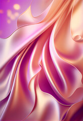Aufkleber - Beautiful abstract flower Lavender from smooth elegant transparent fabric concept, contemporary on bright bokeh background 3d pink and peach colors. Generative AI technology.
