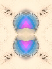 Aufkleber - Abstract symmetrical composition of geometric shapes in neon color. 3d rendering digital illustration