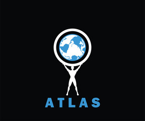 Wall Mural - ATLAS STRONG MAN LOGO, silhouette of strong people holding earth vector illustrations