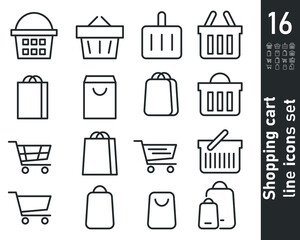 shopping cart line icons set. simple outline style for web template and app. online store, shopping 