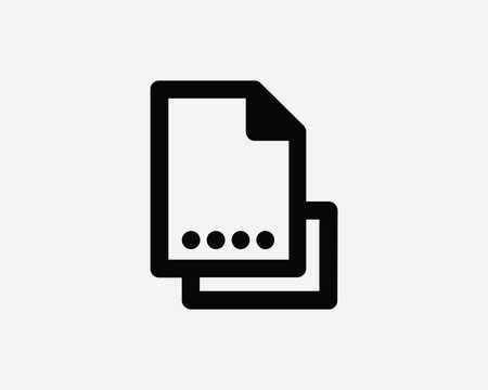 File Line Icon. Document Page Paper Business Office Contract Word Letter Folder Linear Symbol Sign Black Vector Graphic Illustration Clipart Cricut
