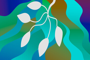 Wall Mural - abstract drawing background with branch. wavy leaf.