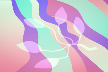 Wall Mural - abstract drawing background with branch. wavy leaf.