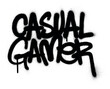 Graffiti casual gamer text sprayed in black over white