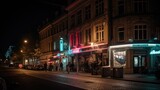 Fototapeta Sawanna - Nightlife on a street in Berlin. Ai Generative