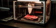 3D Lebensmitteldrucker Drucker erstellt essbares Fleisch aus Protein Patronen, ai generativ