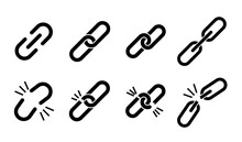 Chain Link Set Icon Fine Link And Broken Chain Link
