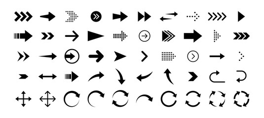 arrows set of 50 black icons. arrow icon. arrow vector collection. arrow. cursor. modern simple arro