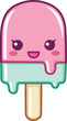 Happy popsicle character in a kawaii style