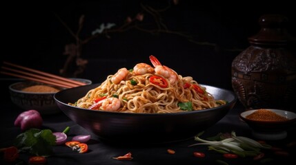 Canvas Print - Assorted Chow mein on plate