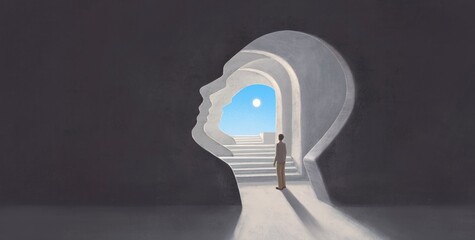 psychology and mental health concept art. surreal painting. conceptual artwork.