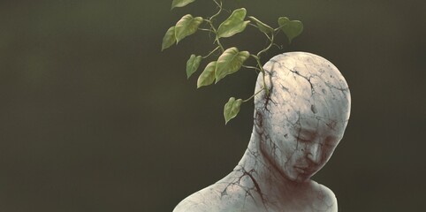 Concept art of life, mind, mental health, freedom, nature, spiritual and change. positive thing. surreal artwork.
