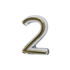 Number 2 3D rendering transparent background