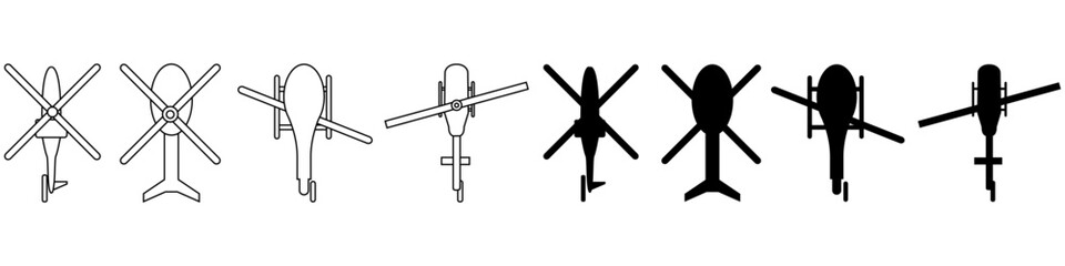 Wall Mural - Helicopter vector icon set. aircraft illustration sign collection. fly symbol. airline logo isolated on white background.