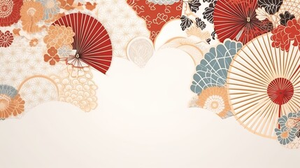 organic asian japanese line wave pattern oriental pattern traditional copy space with white backgrou
