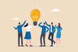 © Nuthawut - Brainstorming business idea, solution to solve problem, discussion to discover new idea, meeting or participation, team think together concept, business people brainstorming in business meeting.