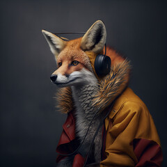 Sticker - red fox in a fashion outfit Generative AI