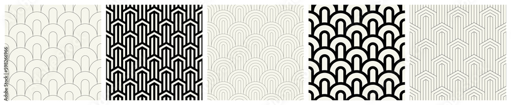 Linear Patterns Indesign Vector seamless patterns set. Stylish linear ornaments. Geometric ...