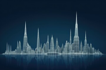 Poster - bustling metropolis skyline with skyscrapers and busy streets below. Generative AI Generative AI