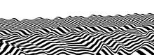 Abstract Vector 3D Lines Background, Black And White Linear Perspective Dimensional Terrain Optical Pattern.