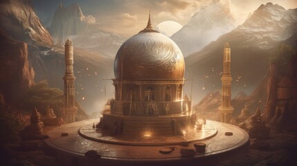 Wall Mural - ancient temple in the city Ai generative