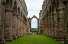 Symmetry Of Ruined Fountains Abbey Cistercian Monastry. New Yorkshire, England, Great Britain, United Kingdom