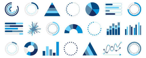 Poster - Set of infographic chart elements. Blue diagram chart elements