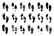 Footsteps imprint collection. Set of black human legs imprint