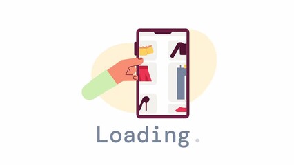 Aufkleber - Virtual clothes try loader animation. Animated hand and online shop. Flash message 4K video footage. Isolated color loading progress indicator with alpha channel transparency for UI, UX web design