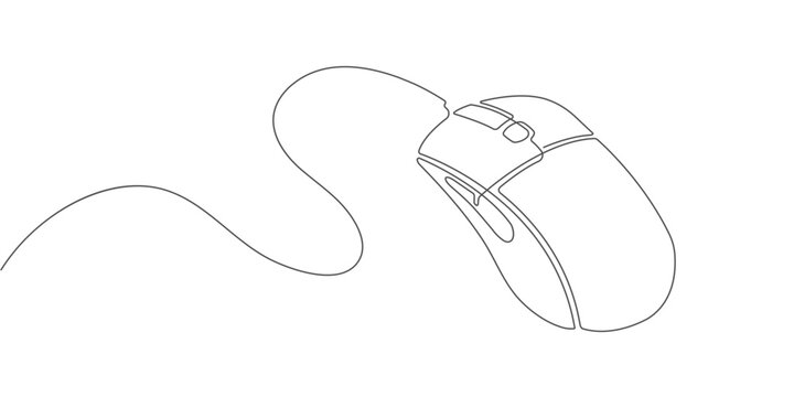 Computer mouse.One line drawing.Linear style.Vector illustration .
