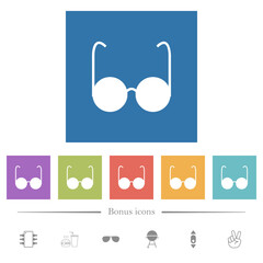 Sticker - Sunglasses solid flat white icons in square backgrounds