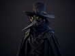 Plague doctor with dark background. Physician who treated bubonic plague. Plague Doctor During The Great Pandemic of The Dark Ages, Generative AI