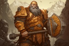 Dwarf Paladin Man Portrait. Generate Ai