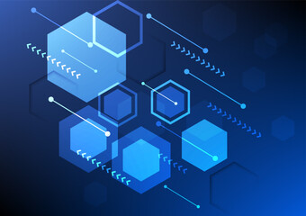 Poster - abstract background technology hexagon conveys the internals of the digital systems working behind t
