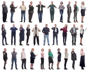 Wall Mural - group of business people holding thumb up isolated