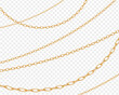 Gold chain isolated on transparent background. Chain backround. Luxury brilliant jewelry pendant or coulomb. Luxury stripe vector design