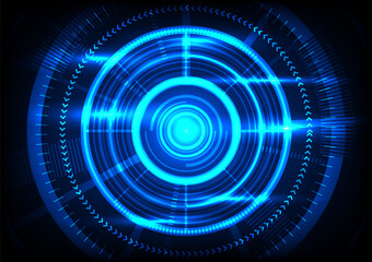 Poster - Technology background technology circle at the center of the Internet network system distributes information to various locations.